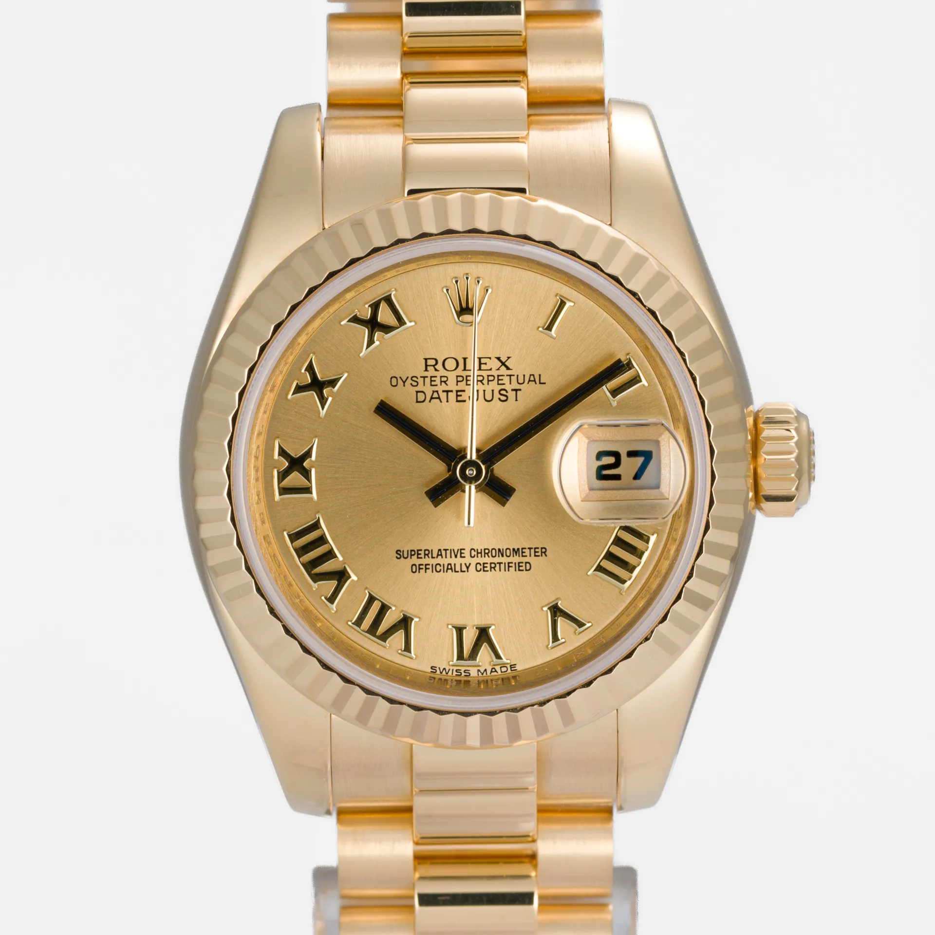 Lady-Datejust 'President' Yellow Gold Champagne Dial - 179178