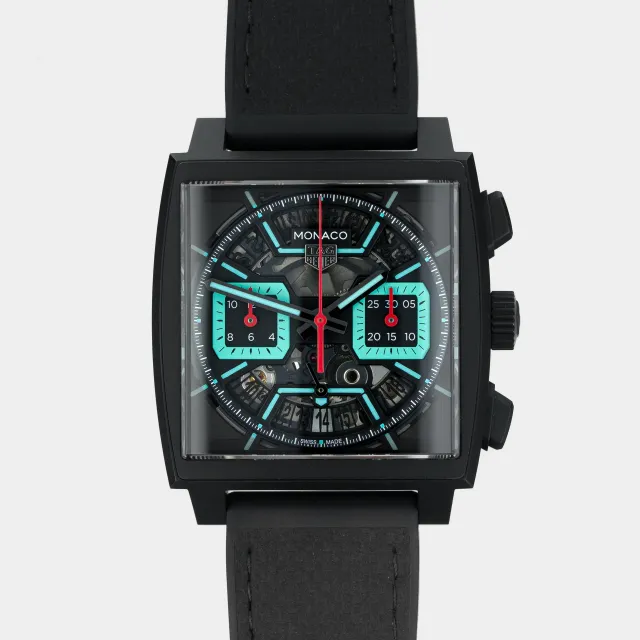 TAG Heuer Monaco Chronograph Skeleton - Turquoise Accent & DLC titanium CBL2184.FT6236 - New condition, 2025