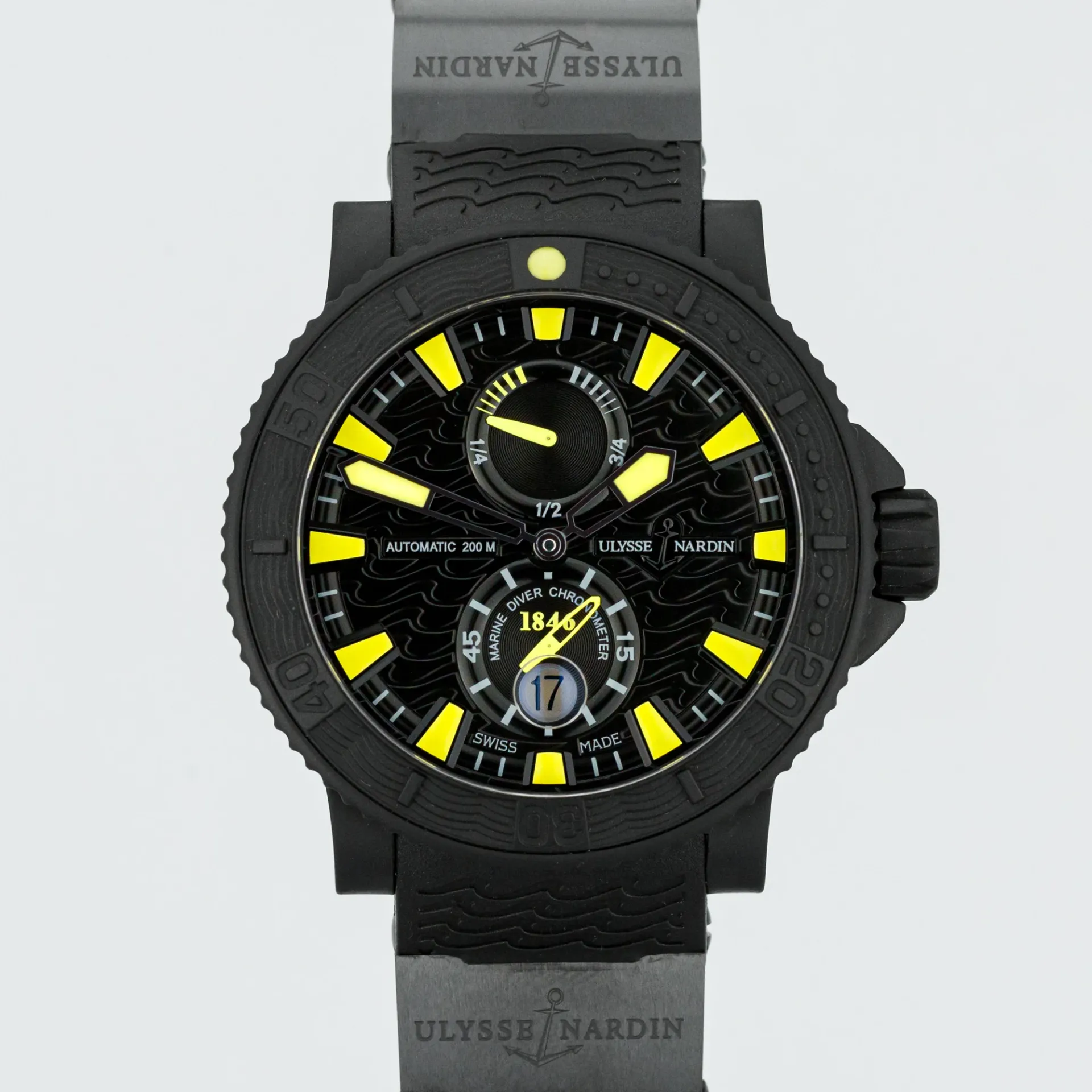 Ulysse Nardin Maxi Marine Diver Black Sea - Yellow accents, Limited edition 263-92-3C/924 Steel Black