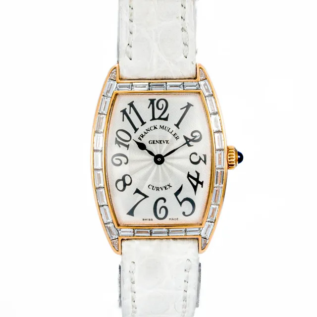 Franck Muller Cintrée Curvex Rose Gold Baguette Diamond bezel 1752 QZ D BAG5N - New condition