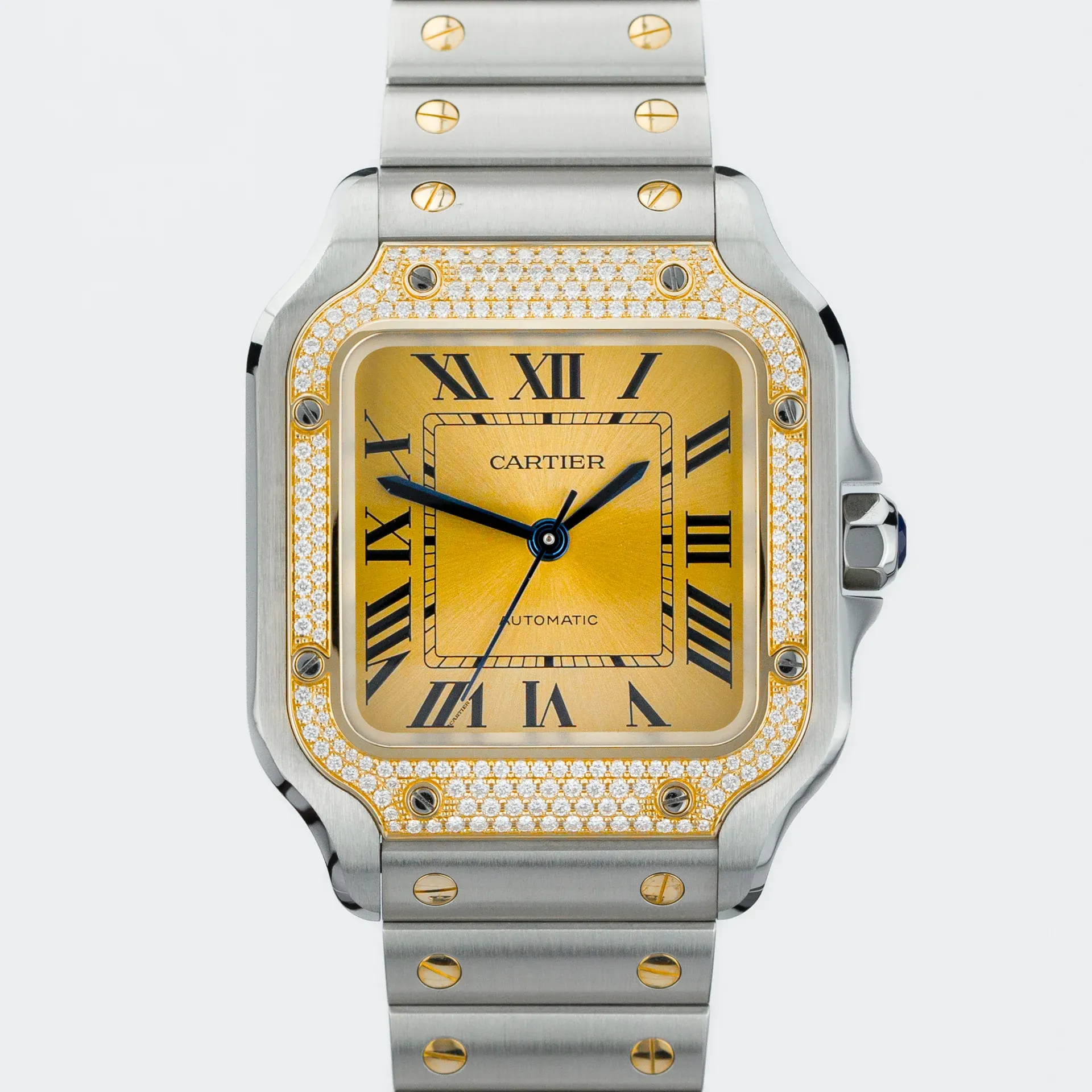 Cartier Santos De Cartier - Golden sunray dial and Diamonds bezel W3SA0007 Gold Steel gold 2024