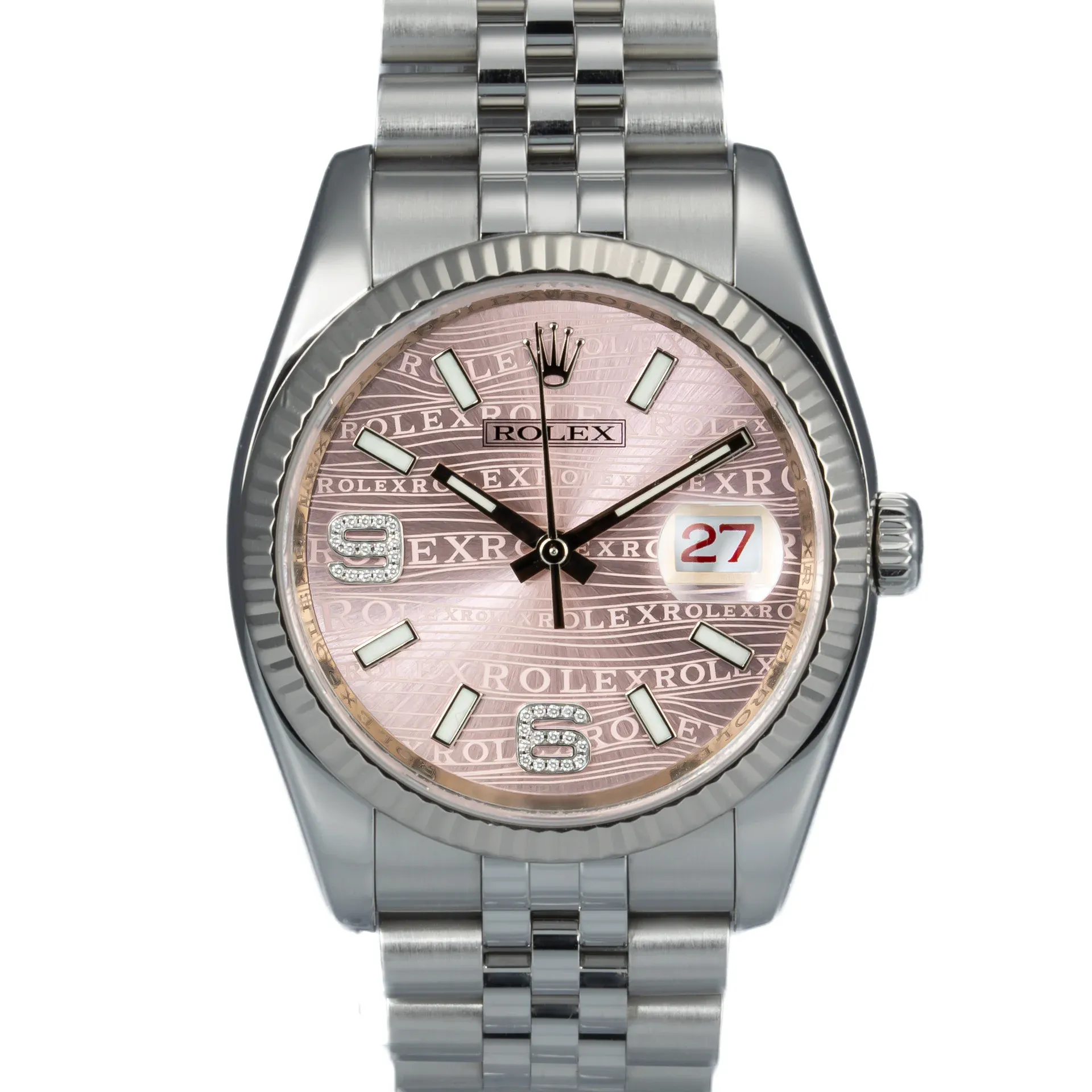 Rolex Datejust 36 Pink Wave and Diamond dial 116234-0113 Steel Pink 2010