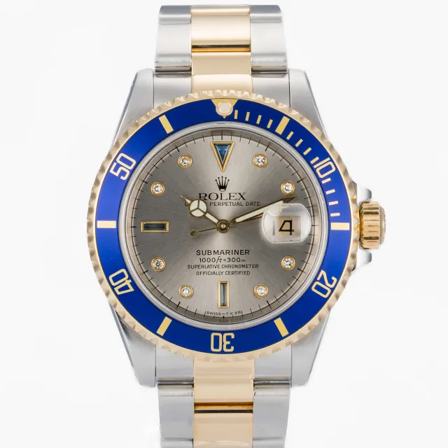 Rolex Submariner Date 'Sultan' Serti Silver dial NOS 16613 - New condition, 1991
