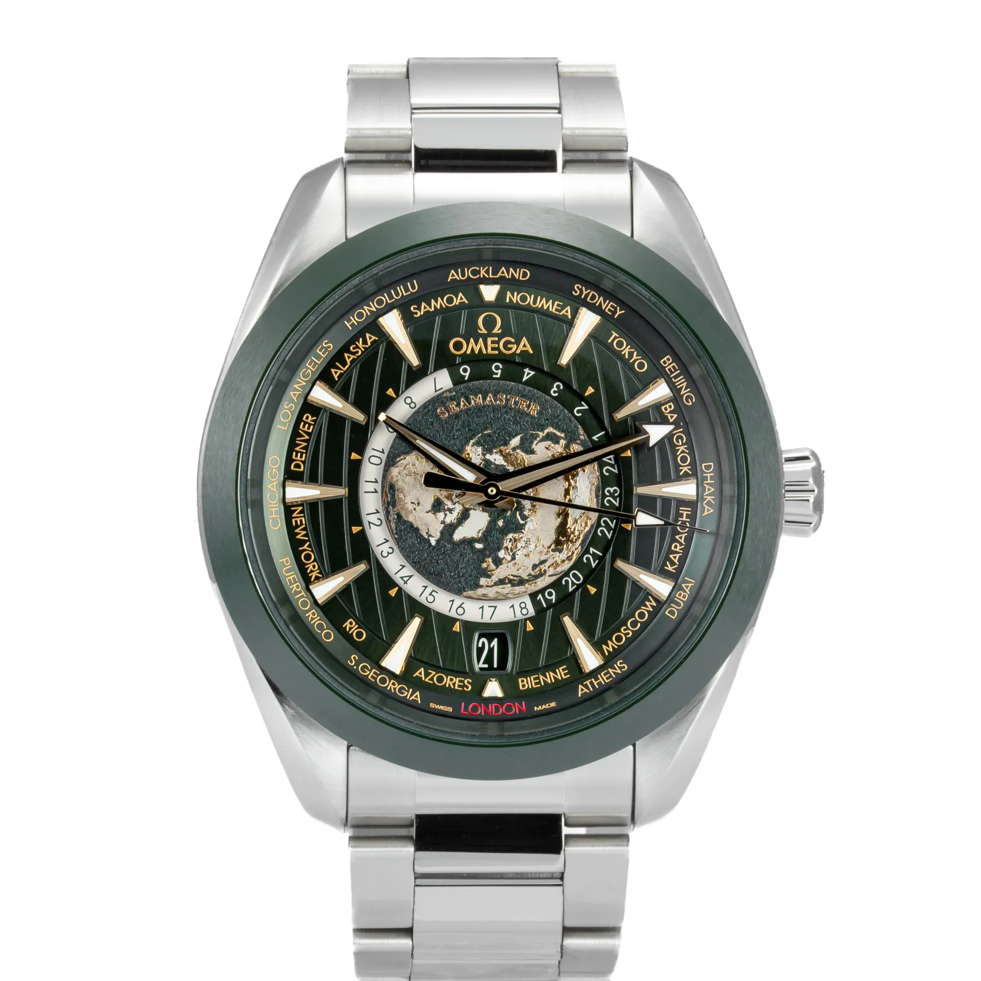 Omega Seamaster Aqua Terra GMT Worldtimer 220.30.43.22.10.001 Steel Green 2024