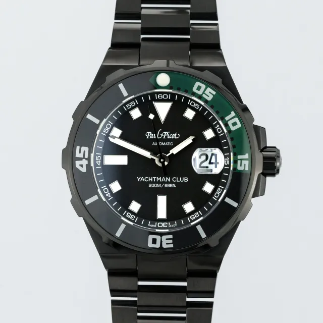 Paul Picot Yachtman Club Black DLC & Green Accents P1251N.NJV4000N.3614 - New condition, 2024