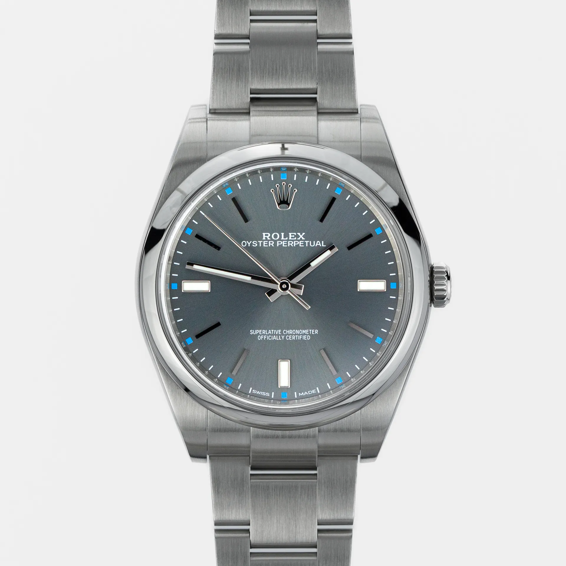 Rolex Oyster Perpetual 39 Dark Rhodium dial 114300 steel Grey 2017