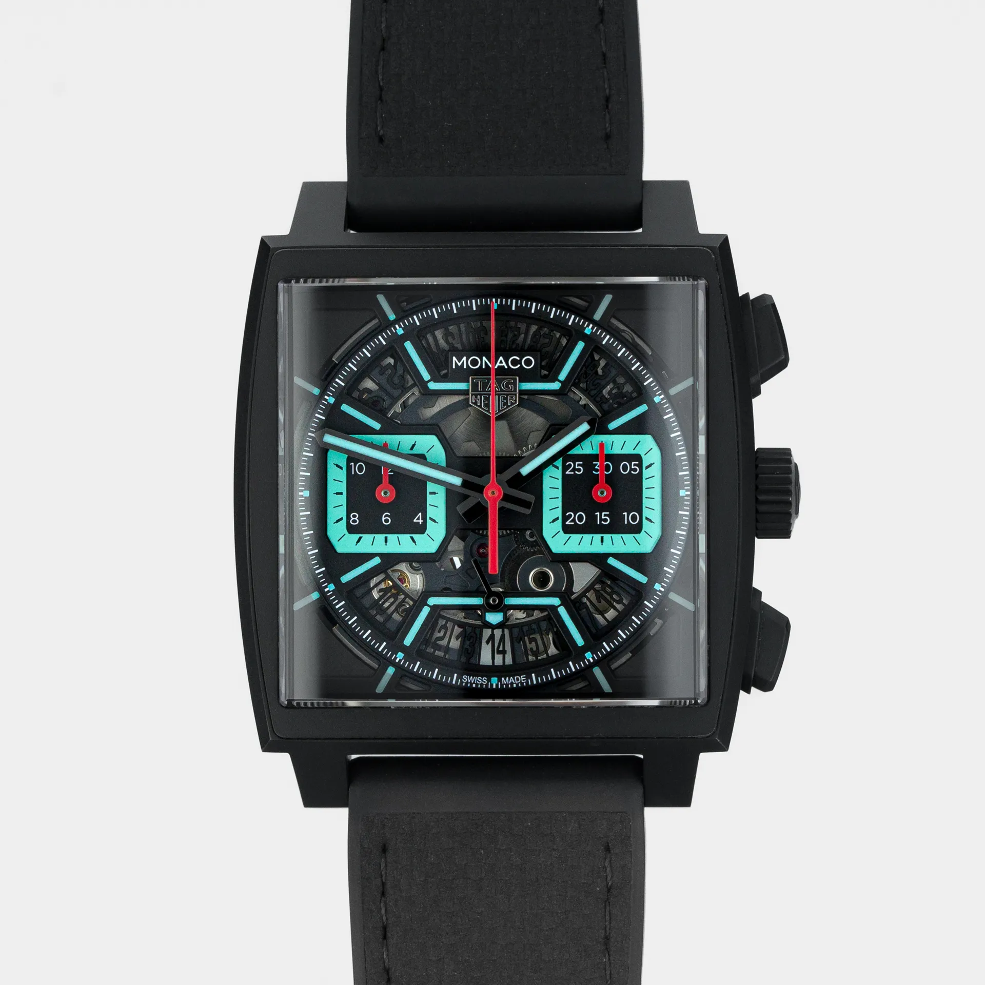 Monaco Chronograph Skeleton - Turquoise Accent & DLC titanium - CBL2184.FT6236