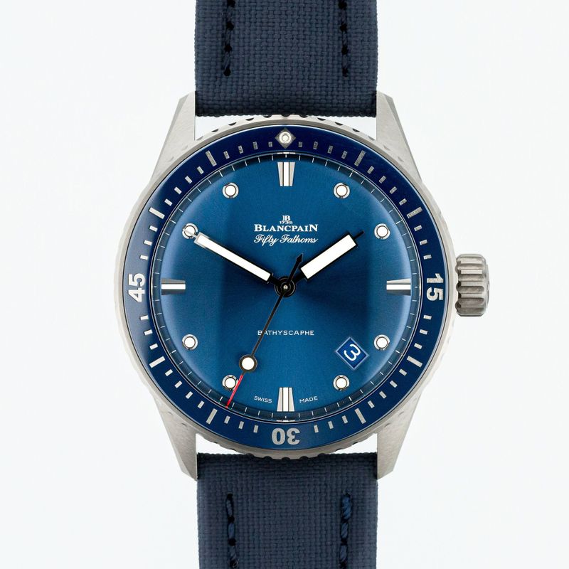 Blancpain Fifty Fathoms Bathyscaphe Ceramic Blue front view