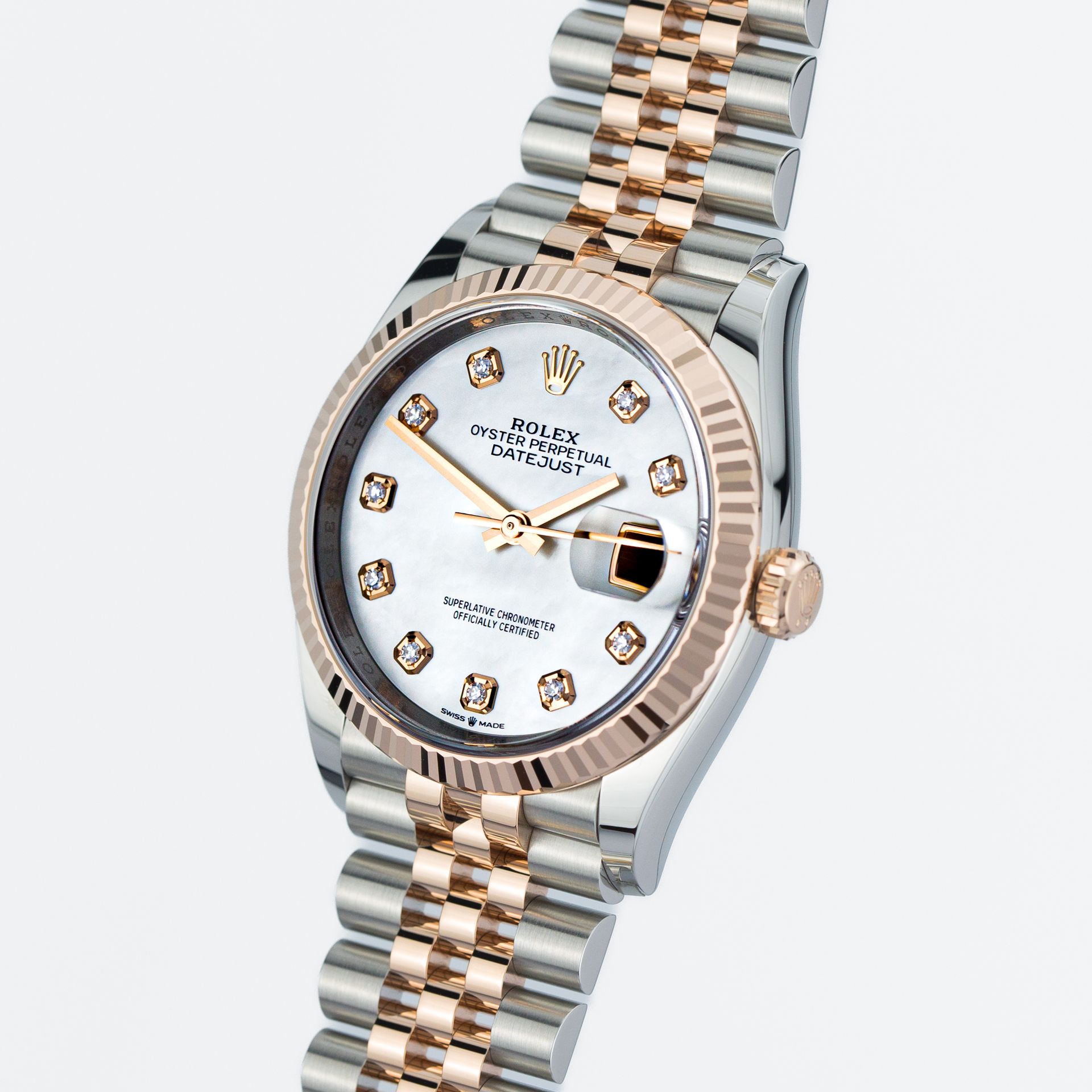 Datejust 36 Everose Gold & Steel Mother of Pearl Diamond Dial - Image 6