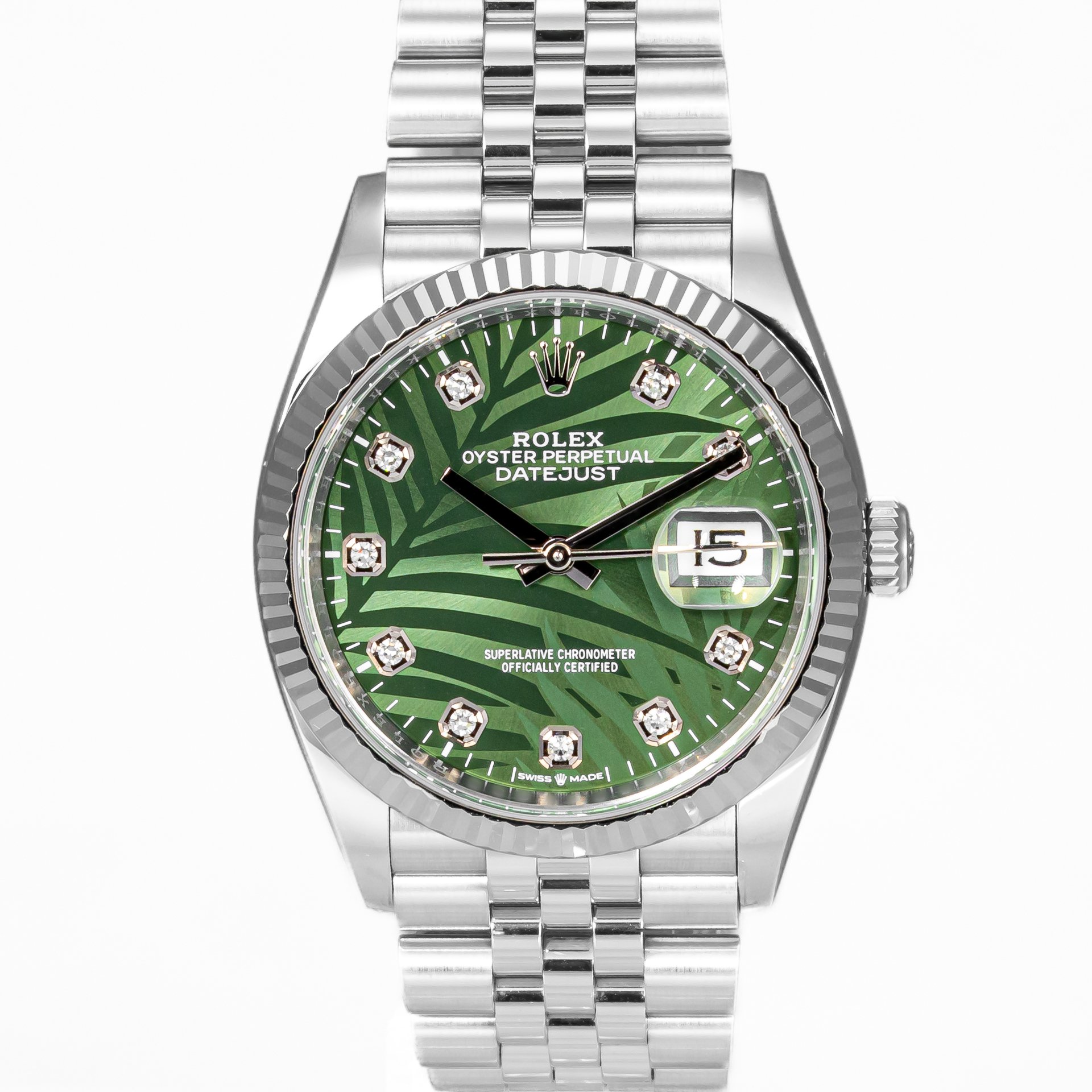 Rolex Datejust 36 Palm Diamond Dial Jubilee
