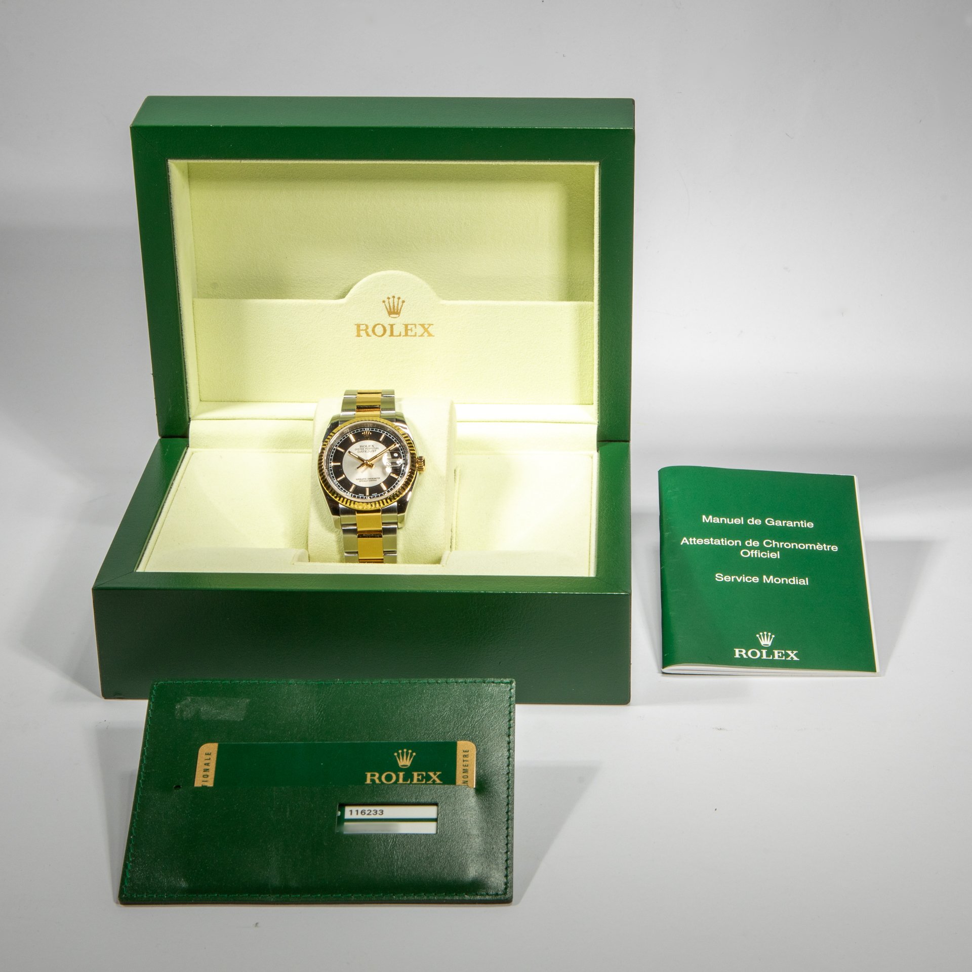 Rolex Datejust 36 Steel & Yellow Rolesor Roulette Date Tuxedo Dial - Image 2