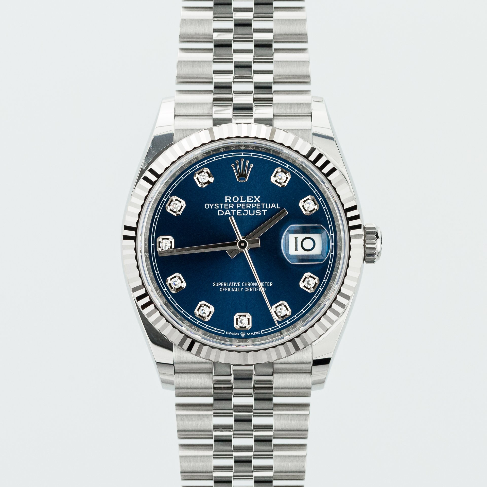 Rolex Datejust 36mm Blue Diamond Dial on Jubilee