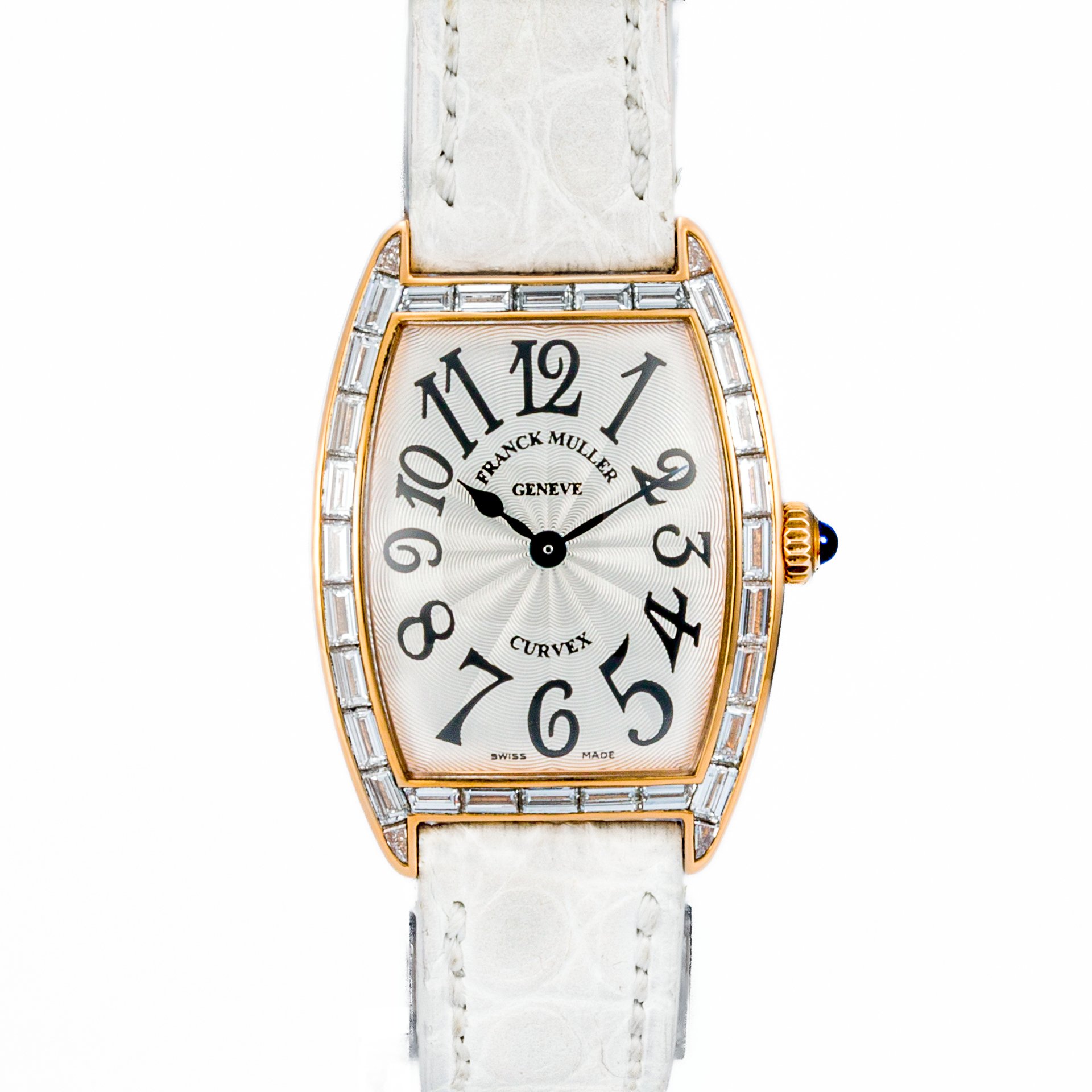 Franck Muller Cintree Curvex 18K Rose Gold Baguette Diamond