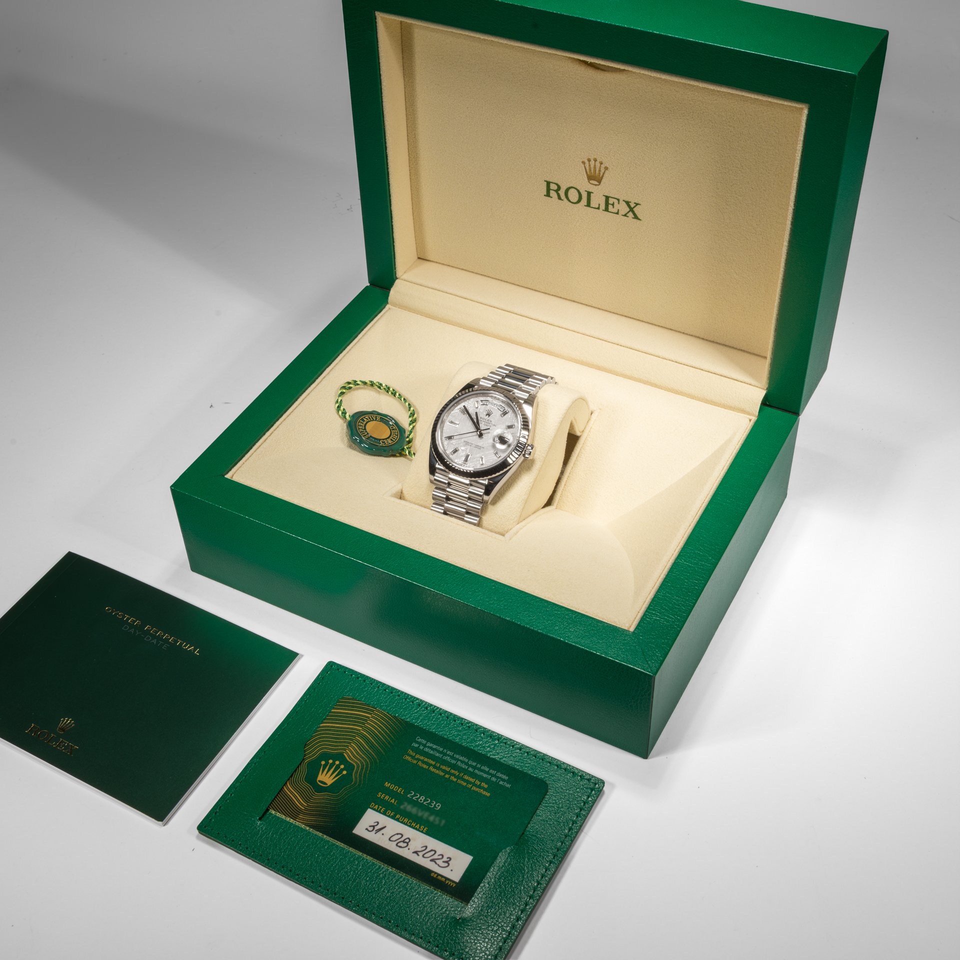 Rolex Day-Date 'President' Meteorite Baguette Diamond Dial White Gold - Image 2