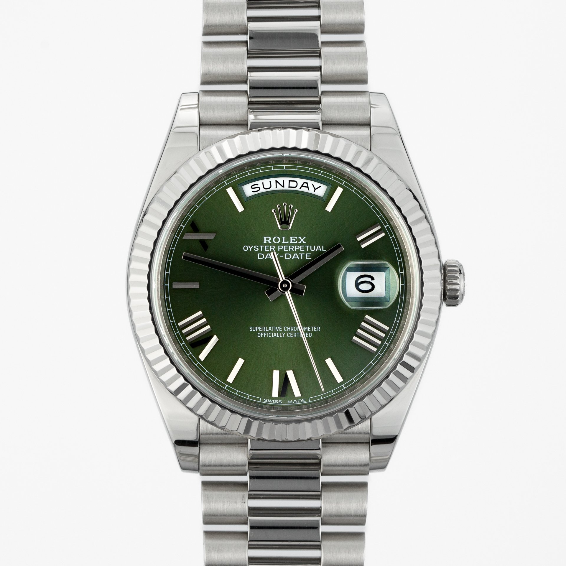 Rolex Day-Date 'President' White Gold Olive Dial