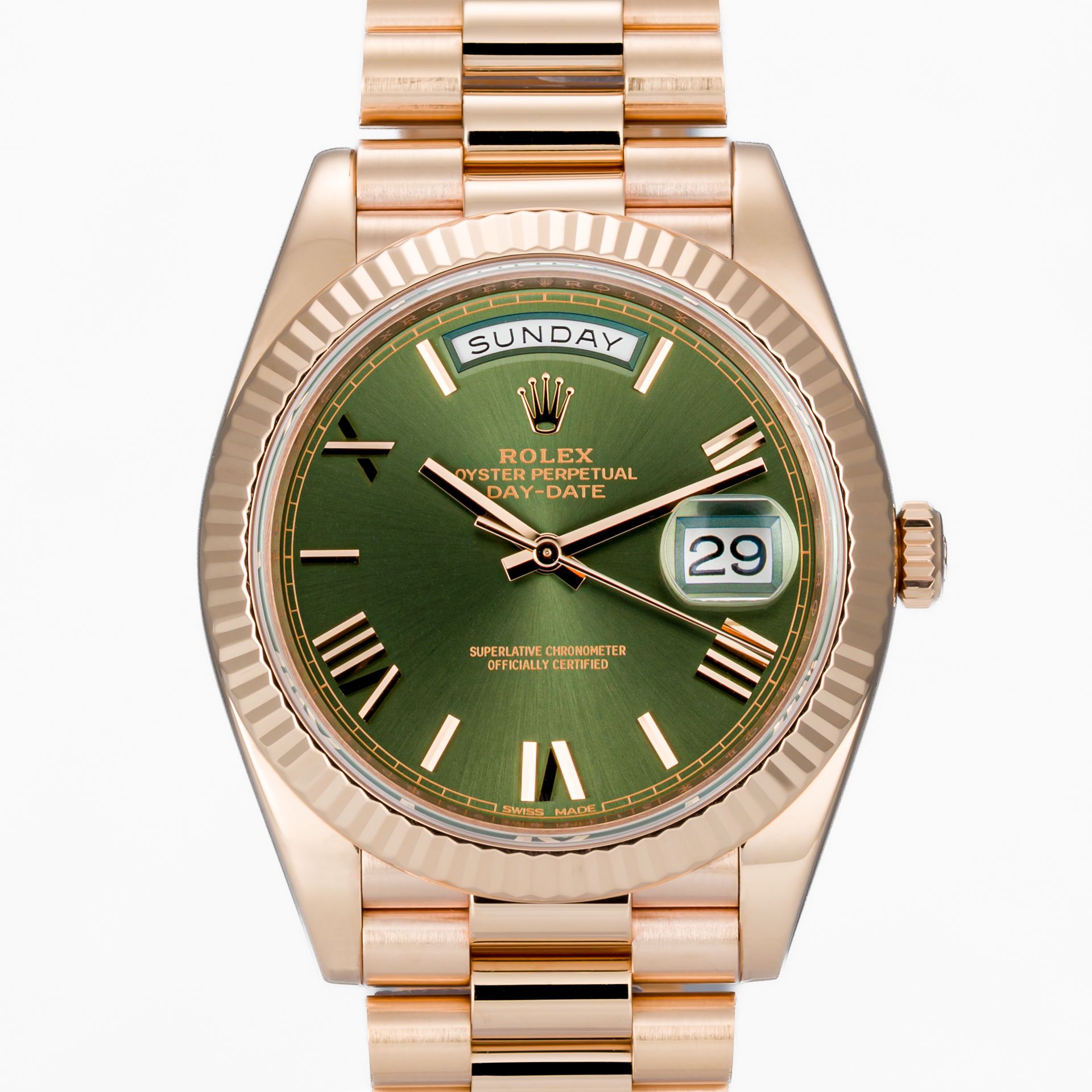 Day-Date 40 Rose gold Olive Green dial - Image 1
