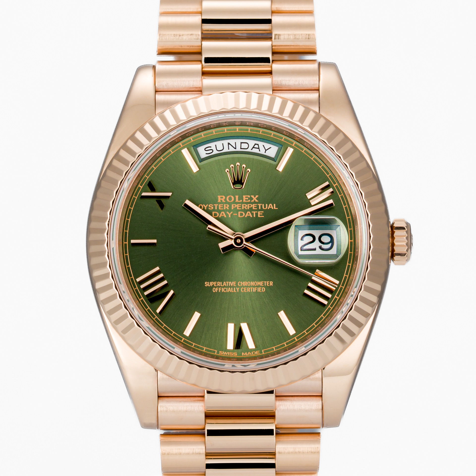 Day-Date 40 Rose gold Olive Green dial - Image 1