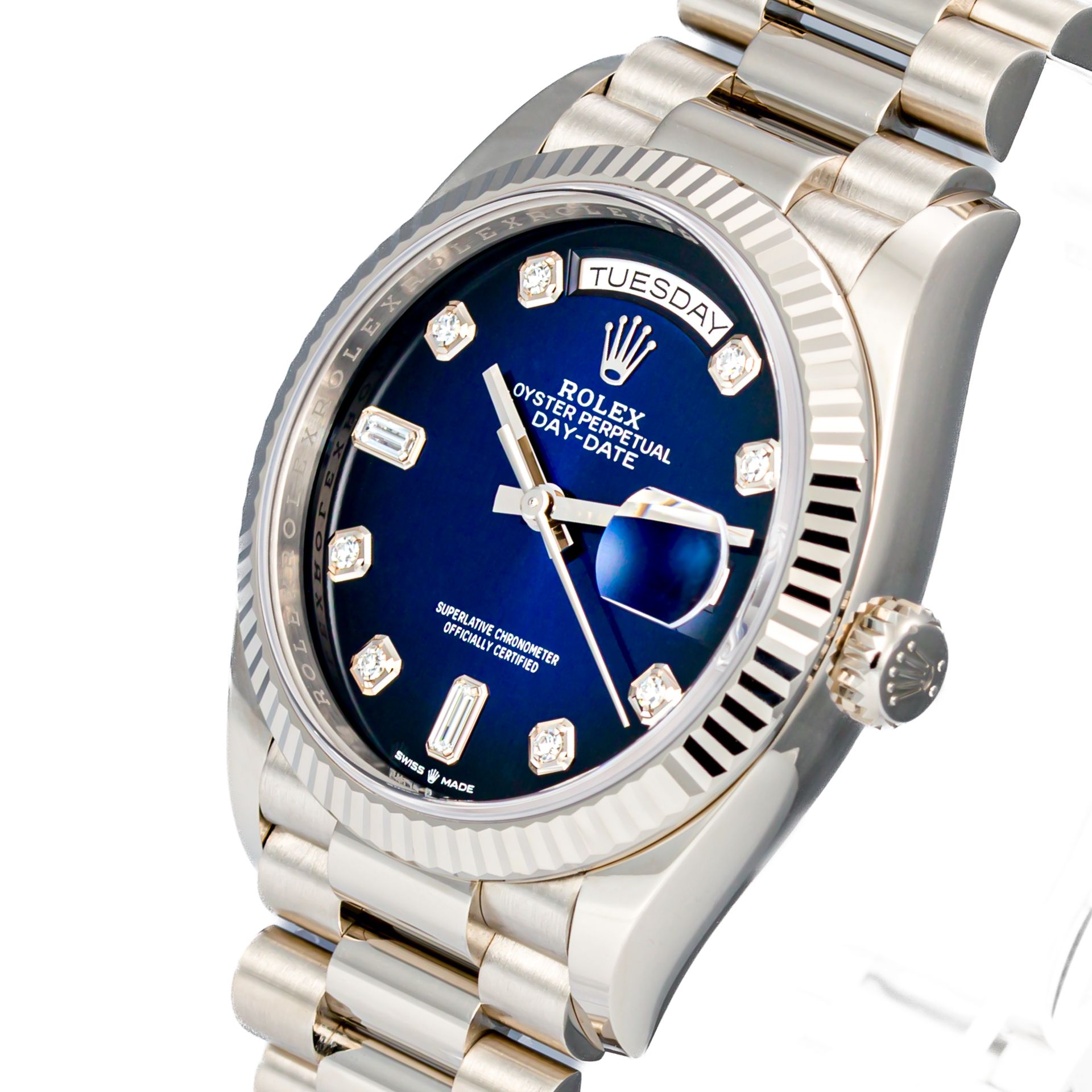 Day-Date 36 White Gold Blue Ombre Diamond Dial - Image 6