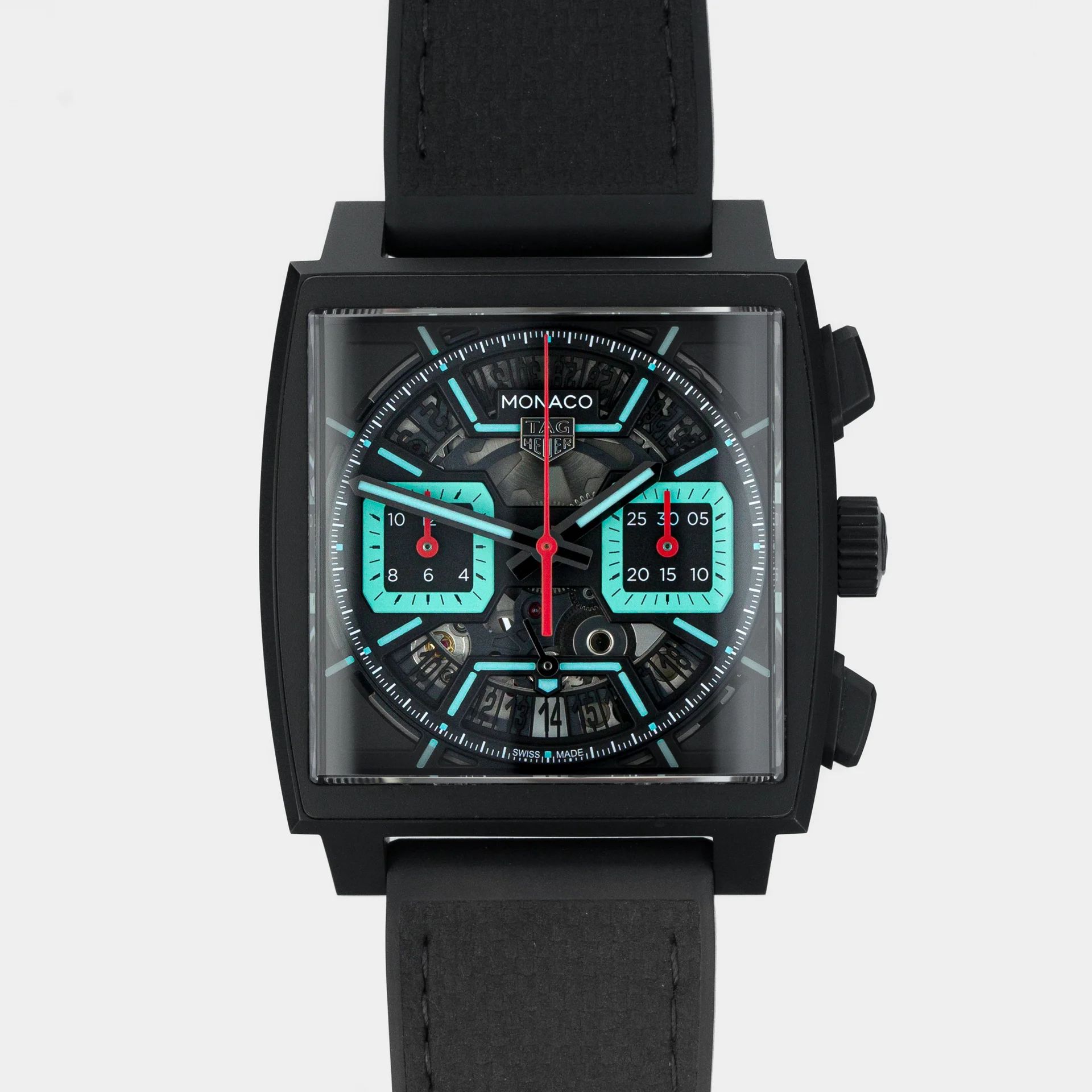TAG Heuer Monaco Chronograph Skeleton - Turquoise Accent & DLC titanium CBL2184.FT6236 Titanium skeletonized 2025