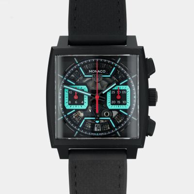 TAG Heuer Monaco Chronograph Skeleton - Turquoise Accent & DLC titanium CBL2184.FT6236 - New/Mint condition, 2025