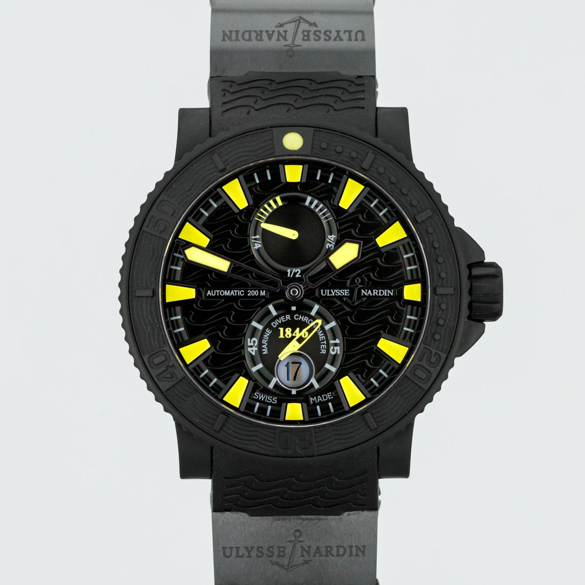 Ulysse Nardin Maxi Marine Diver Black Sea - Yellow accents, Limited edition 263-92-3C/924 Steel Black