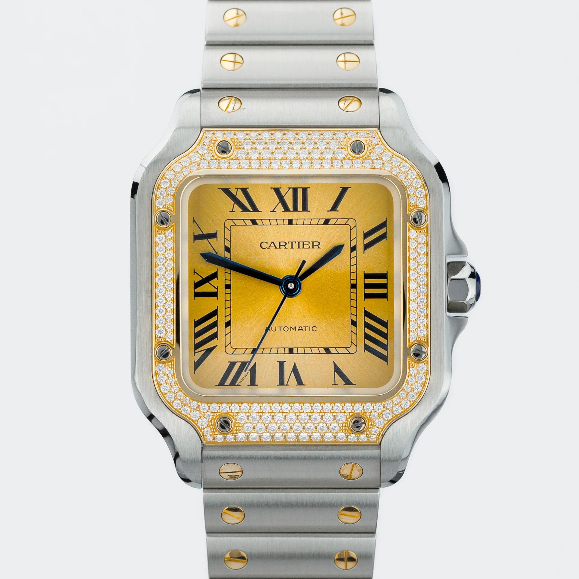 Cartier Santos De Cartier - Golden sunray dial and Diamonds bezel W3SA0007 Gold Steel gold 2024