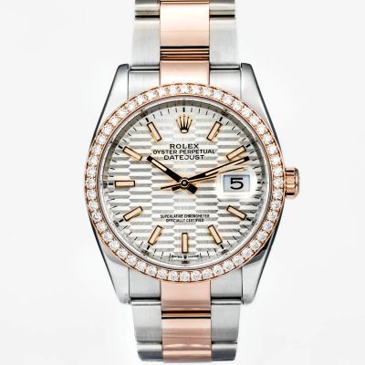 Rolex Datejust 36 Diamond bezel and Silver Fluted Motif dial 126281RBR-0022 - New/Mint condition, 2023