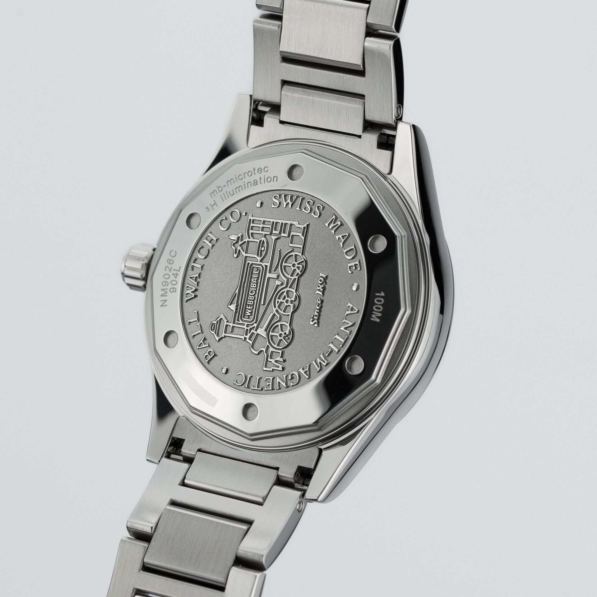 BALL Engineer III Marvelight Chronometer Ice blue NM9026C-S6CJ-IBE steel Blue 2024 - Diagonal back view