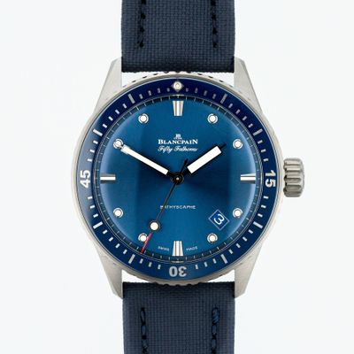 Blancpain Fifty Fathoms Bathyscaphe Ceramic Blue 5000 0240 O52A - Very Good condition, 2021