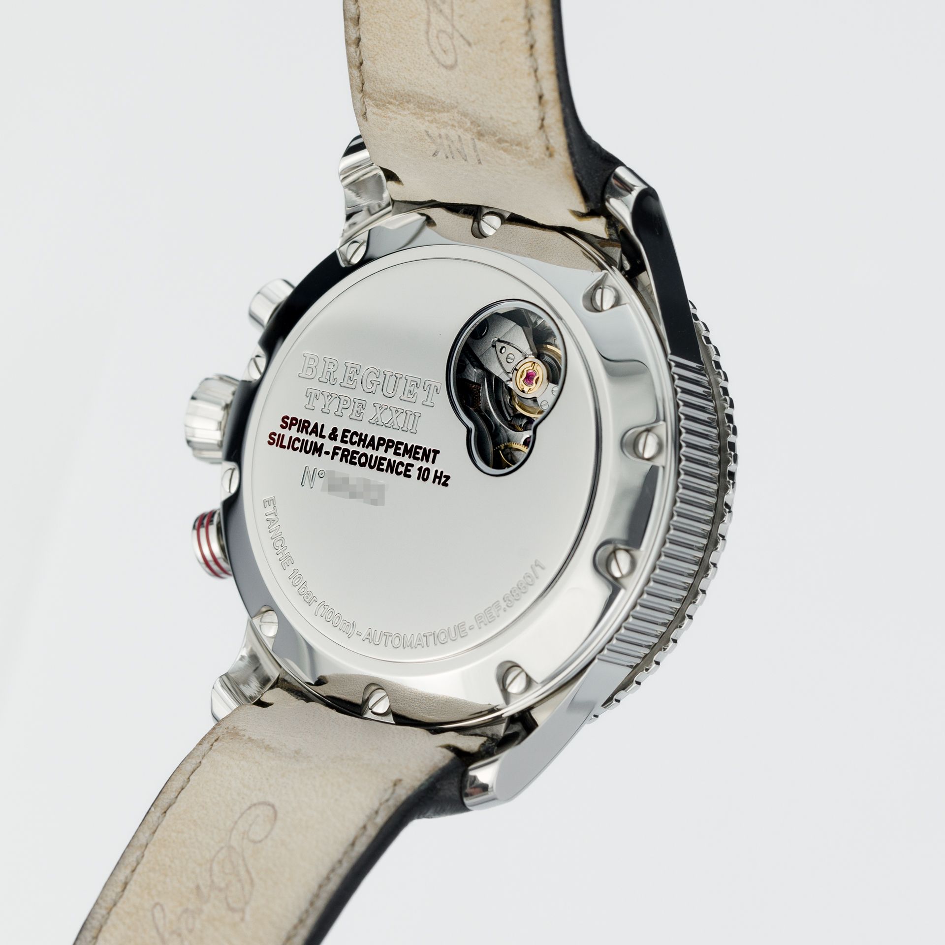 Breguet Type XXII GMT Flyback Chronograph 3880ST/H2/3XV steel Black 2013 - Diagonal back view