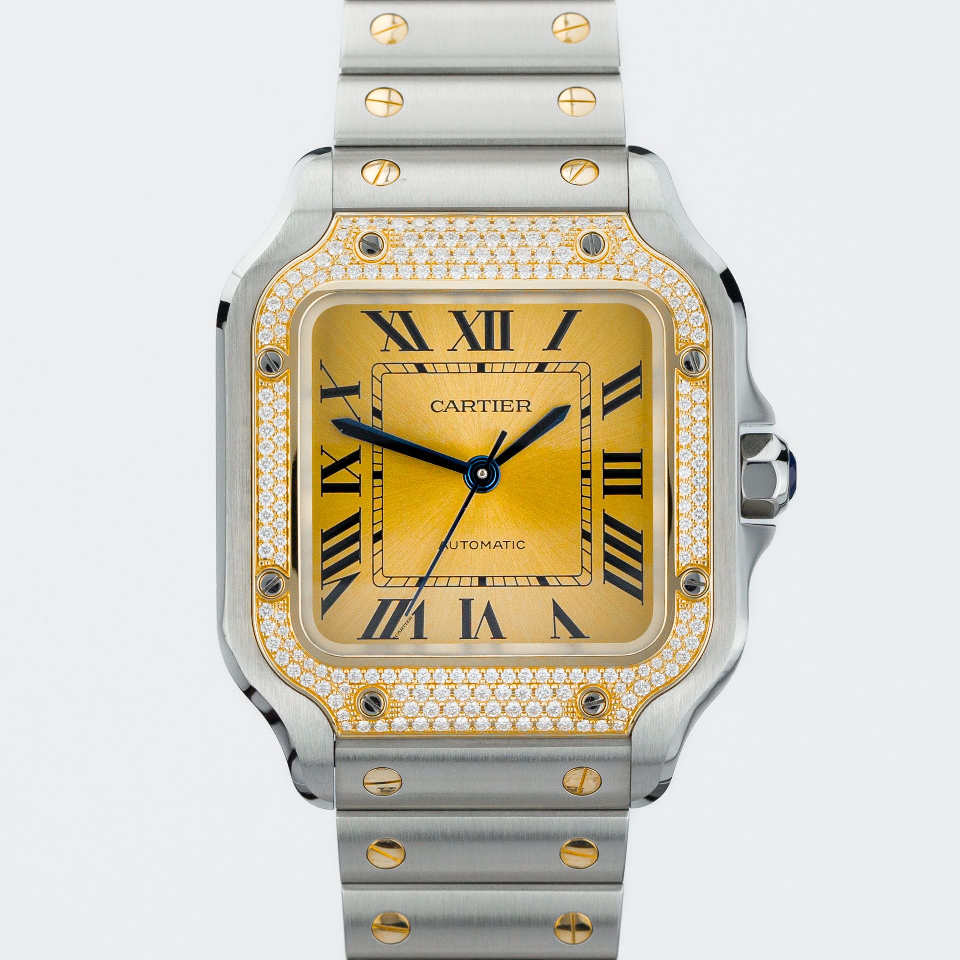 Santos De Cartier - Golden sunray dial and Diamonds bezel - Image 1