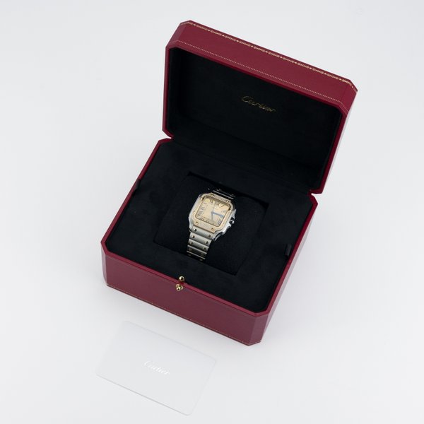 Cartier Santos De Cartier - Golden sunray dial and Diamonds bezel - Image 2