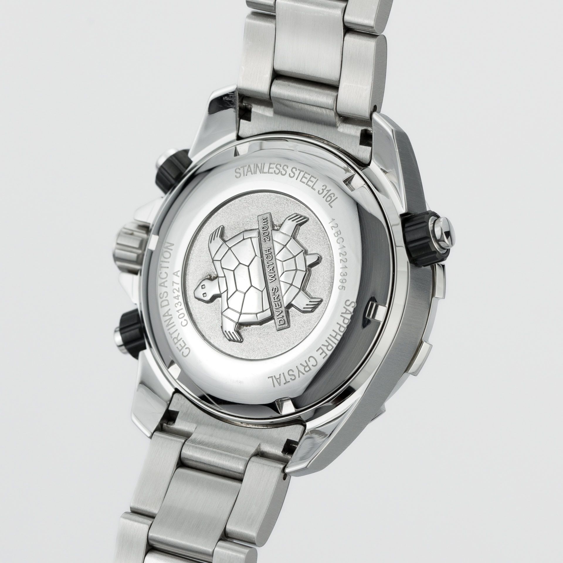 Certina DS Action Diver Chronograph C013.427.11.051.00 steel Black 2021 - Diagonal back view
