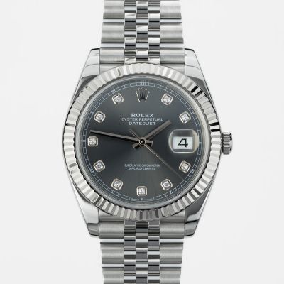 Rolex Datejust 41 Dark Rhodium Diamond dial 126334-0006 - Very Good condition, 2022