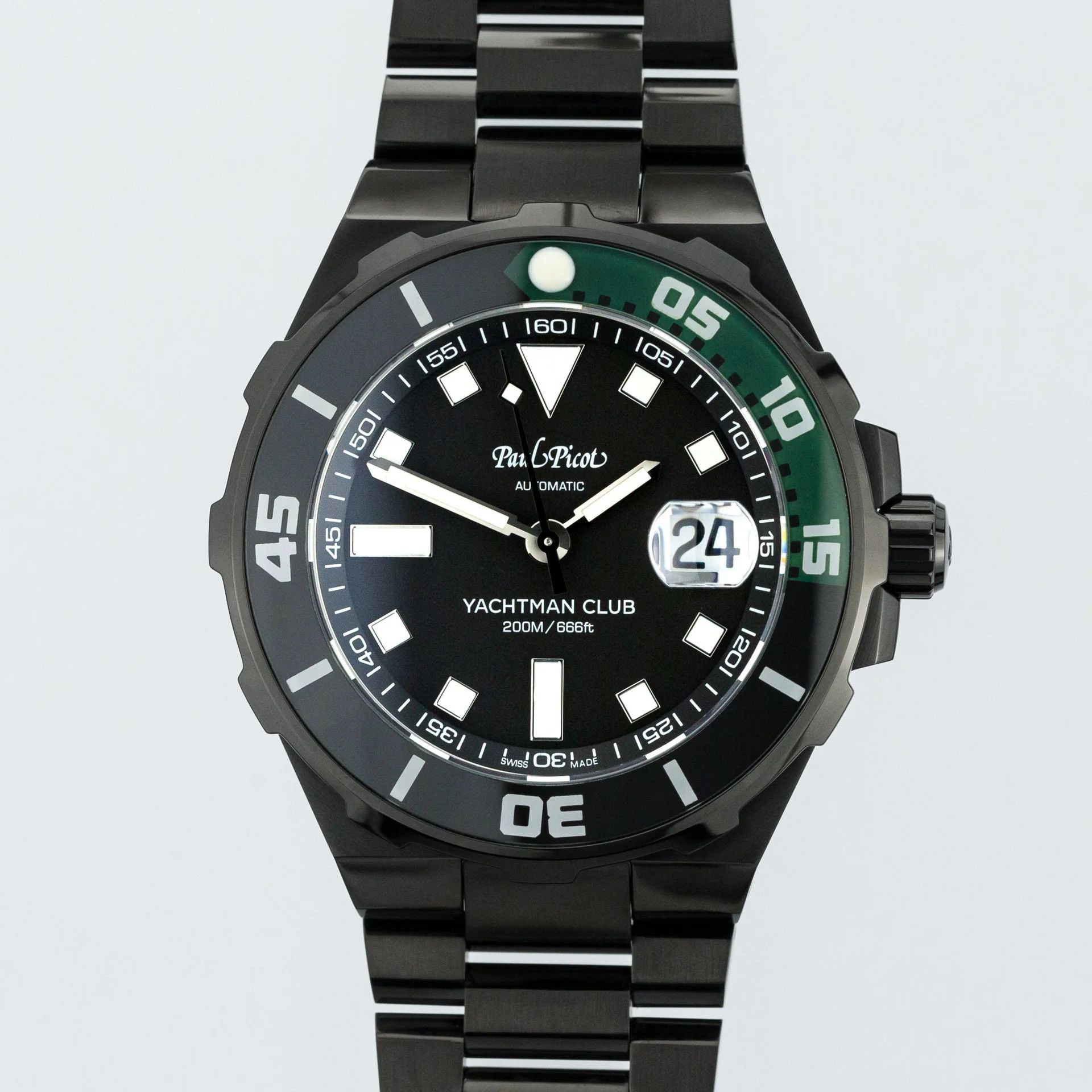 Paul Picot Yachtman Club Black DLC & Green Accents, New