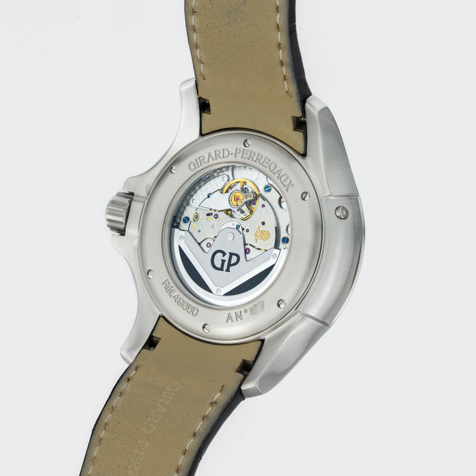 Girard-Perregaux Traveller MoonPhase Large Date 49650-11-631-BB6A steel Black - Diagonal back view
