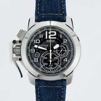 Front view of Graham Chronofighter Oversize Target Chronograph Denim - New/Mint condition luxury timepiece Graham Chronofighter Oversize Target Chronograph Denim 2CCAC.U04A.T33S - New/Mint condition, 2025