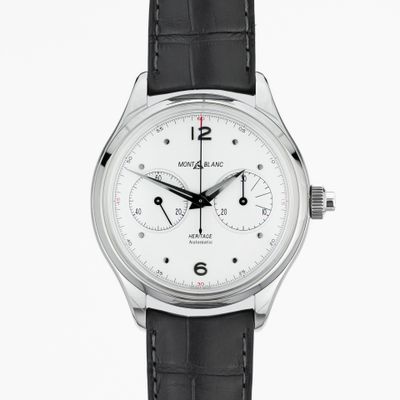 Front view of Montblanc Heritage Monopusher Chronograph - New/Mint condition luxury timepiece Montblanc Heritage Monopusher Chronograph 119951 - New/Mint condition, 2023