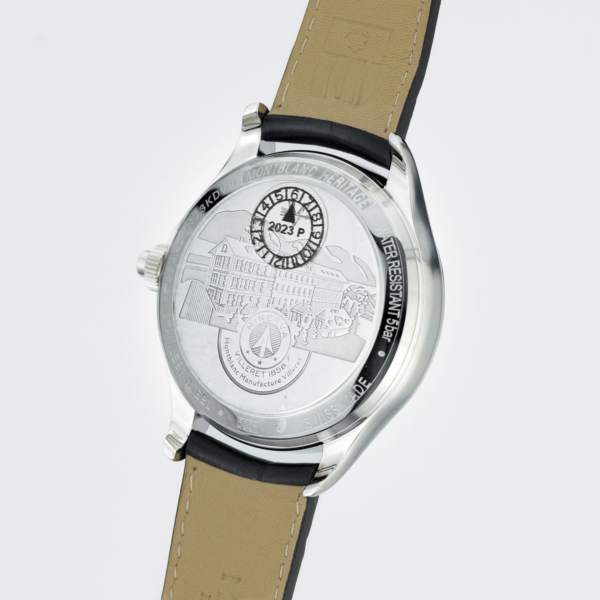 Montblanc Heritage Monopusher Chronograph 119951 steel Silver 2023 - Diagonal back view