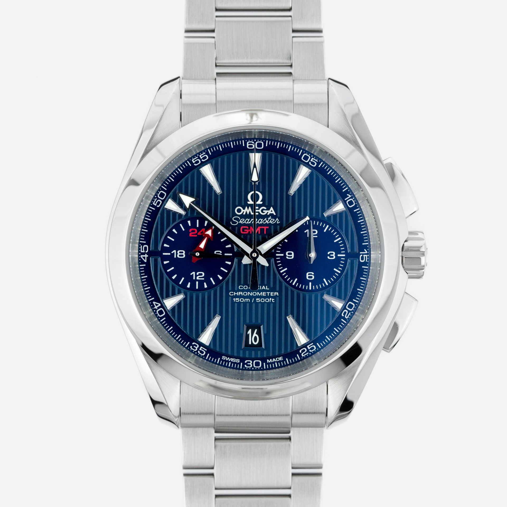Omega Aqua Terra 150M Chronograph GMT Co-Axial Chronometer 231.10.43.52.03.001 steel Blue 2015