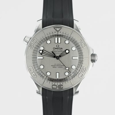 Front view of Omega Seamaster Diver 300M - Co-Axial Master Chronometer with Brushed Dial - New/Mint condition luxury timepiece Omega Seamaster Diver 300M - Co-Axial Master Chronometer with Brushed Dial 210.32.42.20.06.002 - New/Mint condition, 2025
