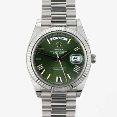 Rolex Day-Date 40 President White Gold and Olive Green dial 228239 - Very Good condition, 2017