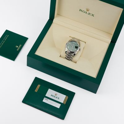 Rolex Day-Date 40 President White Gold and Olive Green dial 228239 - Alternate view