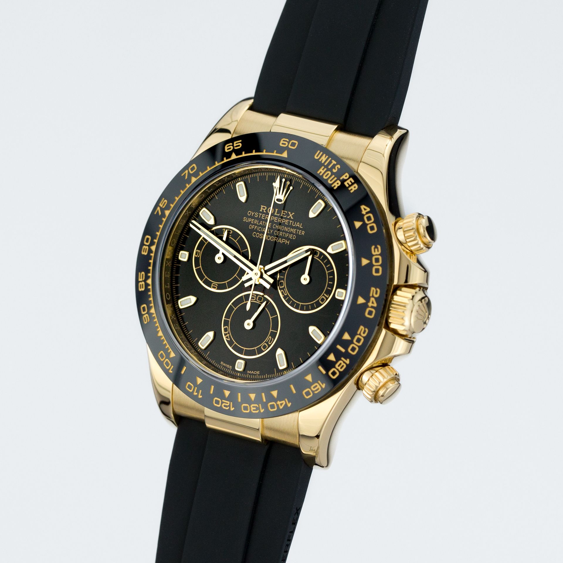 Rolex Daytona Cosmograph in Yellow Gold with Oysterflex 116518LN yellow gold Black 2020 - Diagonal front view