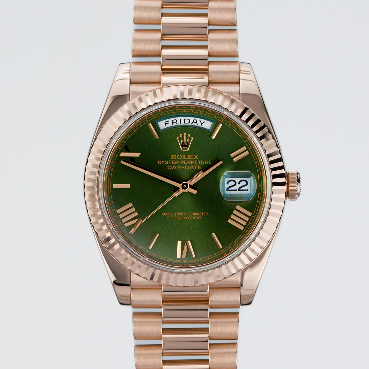 Day-Date 40 Rose gold x Olive Green dial - Image 1