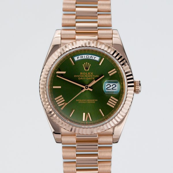 Day-Date 40 Rose gold x Olive Green dial - 228235
