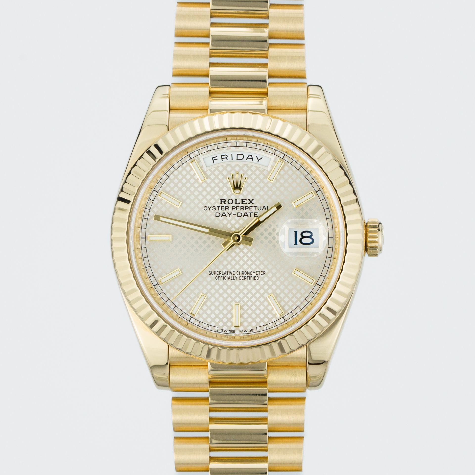 Rolex Day-Date 40 Yellow Gold with Silver Diagonal motif dial 228238 yellow gold Silver 2016