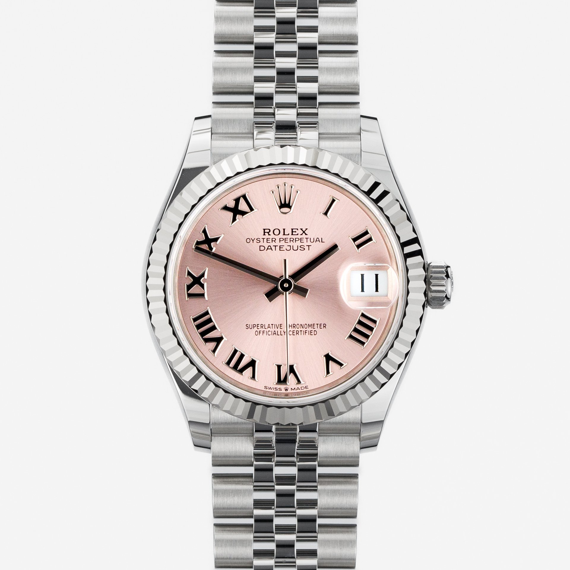 Rolex Ladies Datejust 31 Pink Roman dial and White Gold