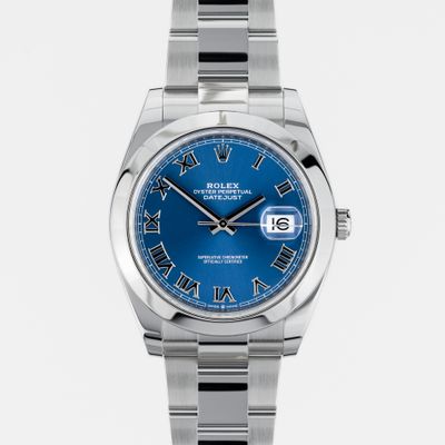 Rolex Datejust 41 Azzurro blue dial x Roman numerals 126300 - Very Good condition, 2020