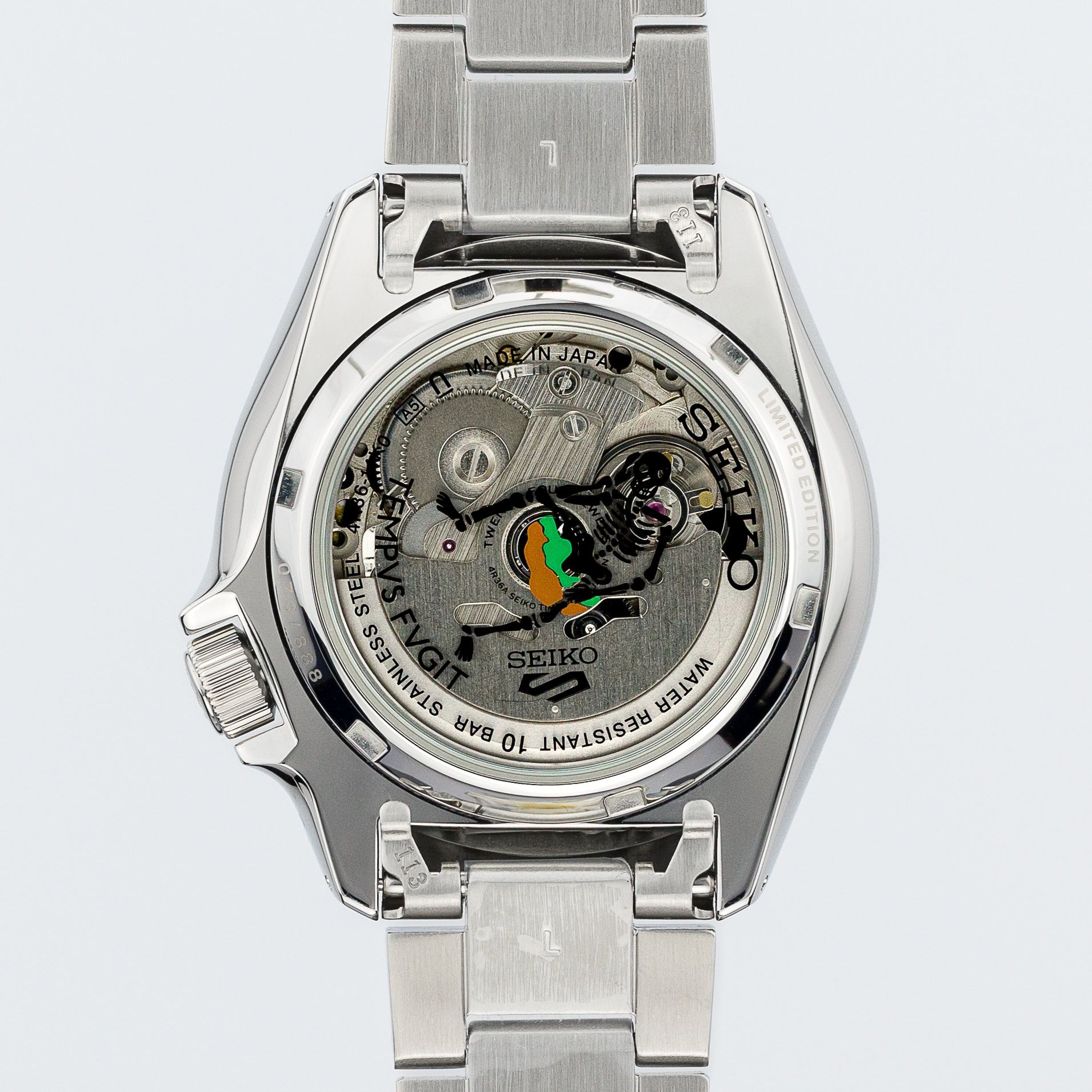 Seiko 5 Sports Rowing Blazers Limited Edition SRPJ69 steel Yellow 2023 - Diagonal back view